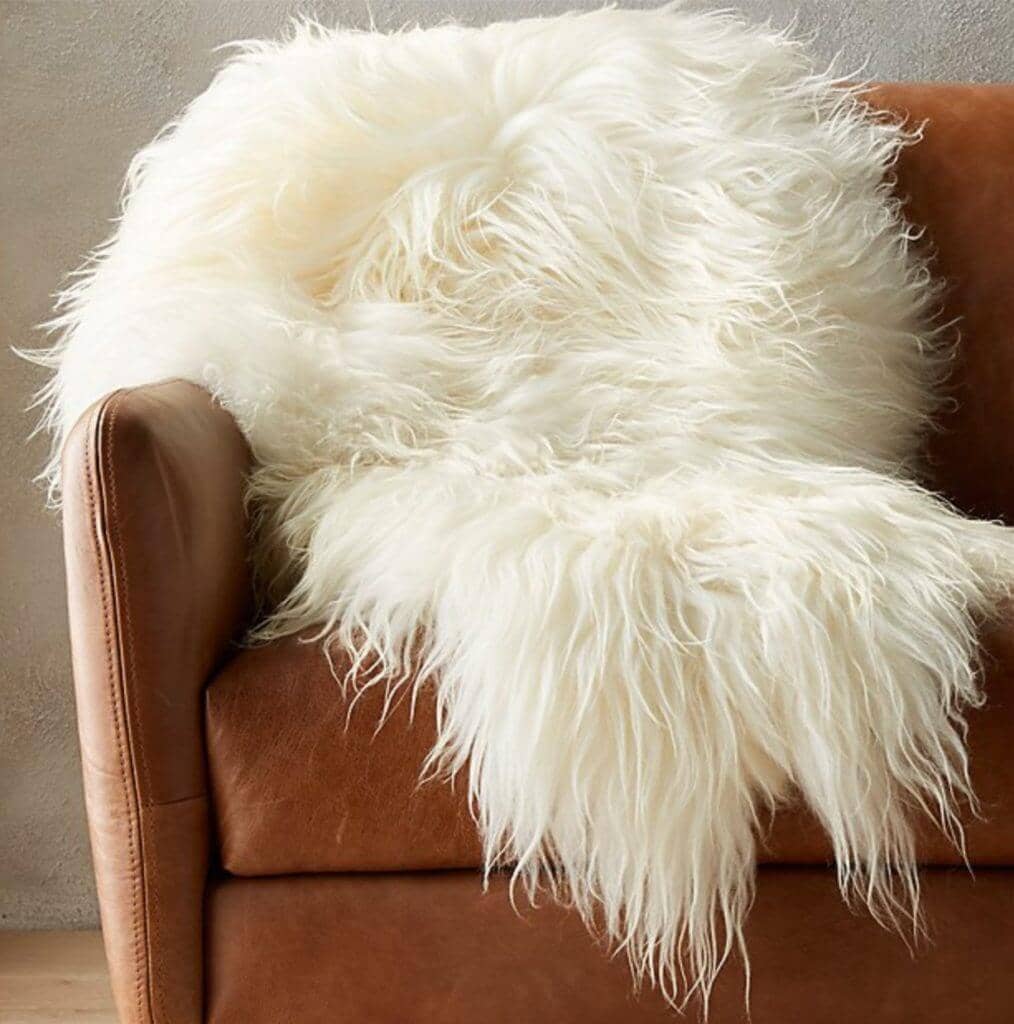 Sheepskin throw by CB2 for holiday decor ideas