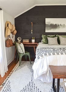Holiday Decor Idea for Guest Bedroom Dark Accent Wall
