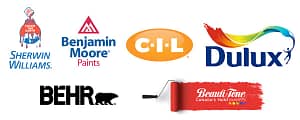 A number of logos from different paint companies are shown