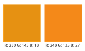 Two orange swatches are shown side by side. They different slightly in colour.