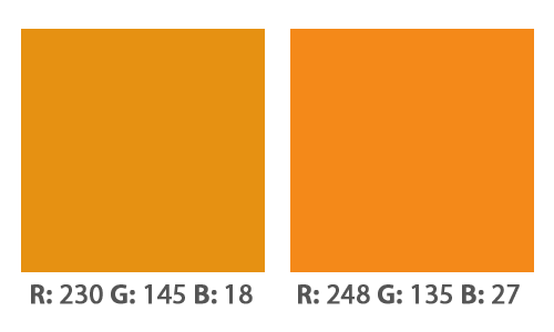 Two orange swatches are shown side by side. They different slightly in colour.