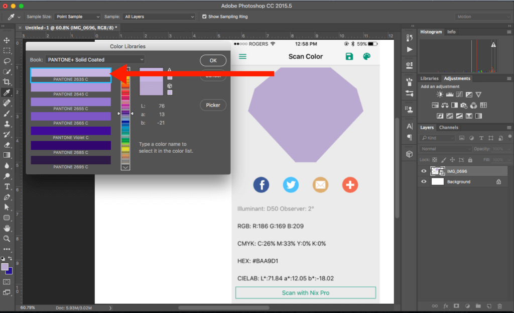 Converting LAB to Pantone: Step 6