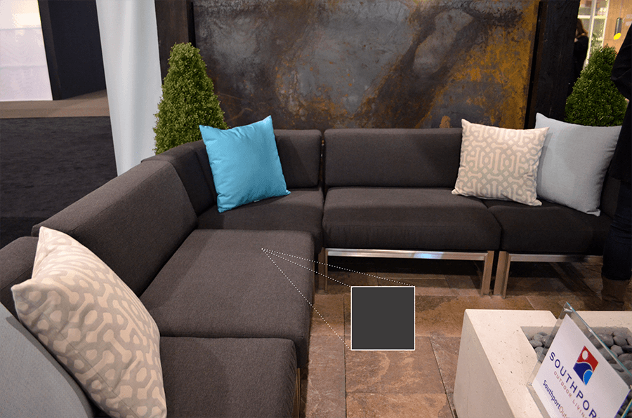 We grabbed the cool grey from Southport Outdoor Living's sectional couch