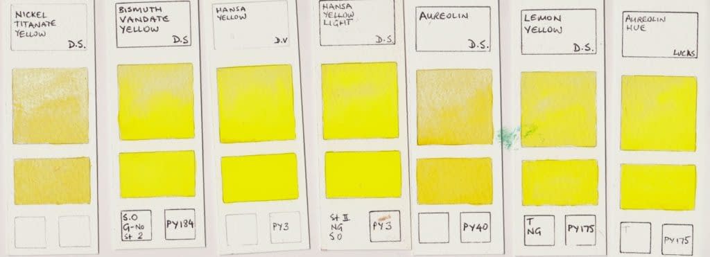 Watercolor palette cool yellow (paint pigments)