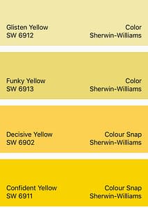 Sherwin-Williams Yellow Color Snap Collection