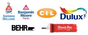 A number of logos from different paint companies are shown