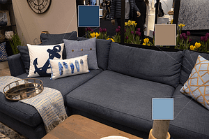 Urban Barn's blue sectional and throw pillows