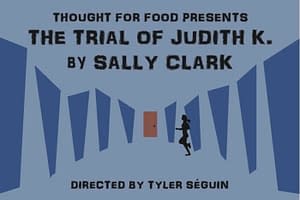 An poster for "The Trial of Judith K" uses primarily blue tones