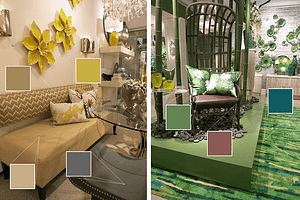 Global views showed some showrooms inspired by specific colour themes