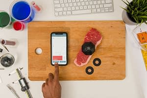 scanning steak with Spectro 2 and flat adapter