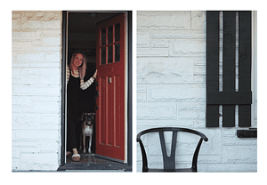 Woman opening front door