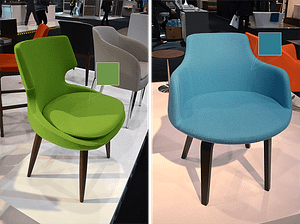Soho Concept modern chairs in Pistachio green and Turquoise