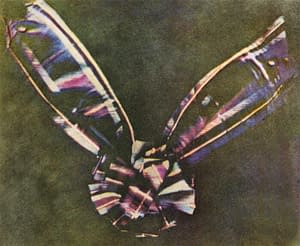 A tartan ribbon is blurred