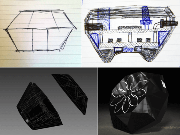 Some sketches and computer renders of the flagship Nix device are shown